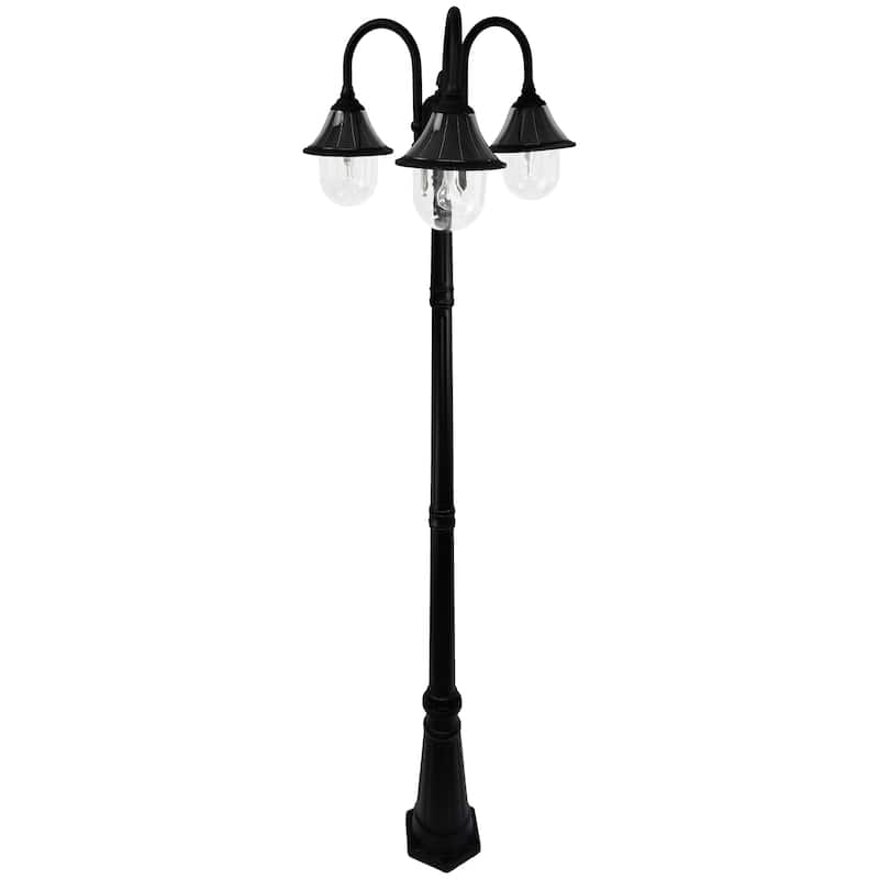Gama Sonic Orion 3-Light Black Aluminum Modern Solar Lamp Post Light - N/A