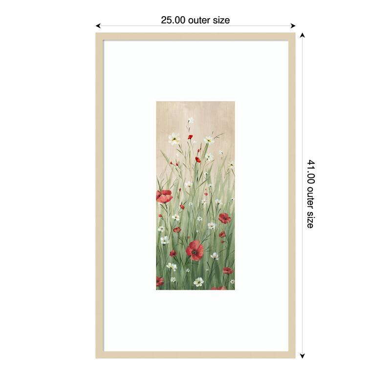 Wildflowers in Gentle Breeze No. 2 by Alex Black Wood Framed Wall Art Print - Brown
