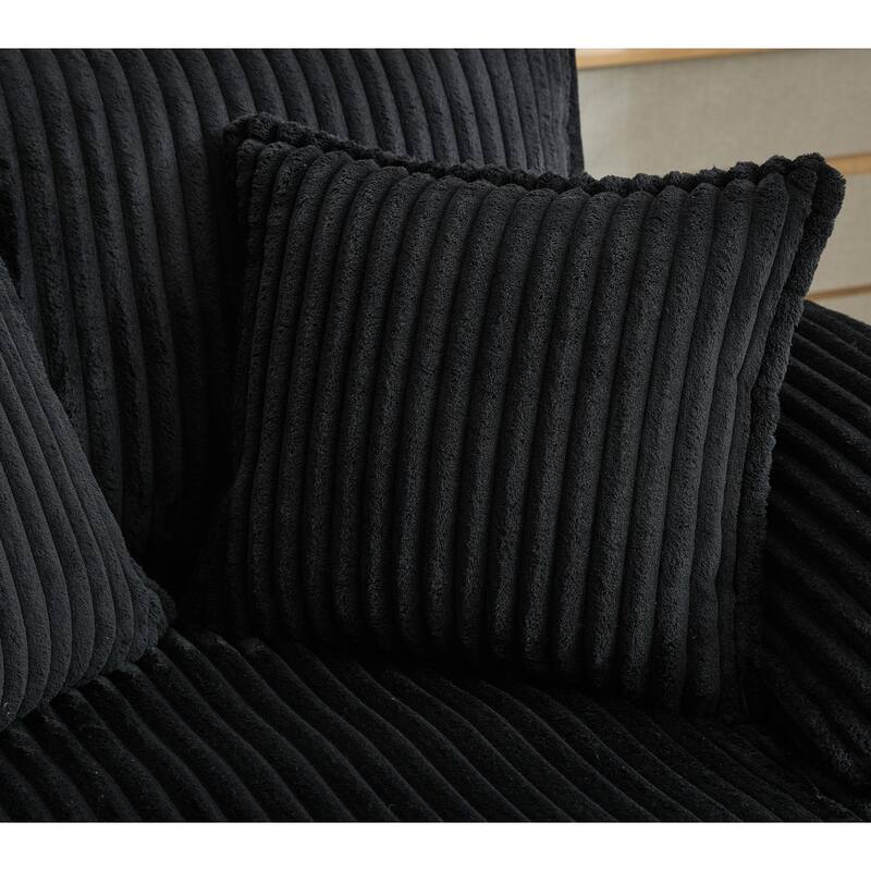 Oversized Corduroy Chaise Lounge Chair, Adjustable 4-Gear Reclining Sleeper Sofa Bed, Living Room Deep Seat Leisure Sofa Chair