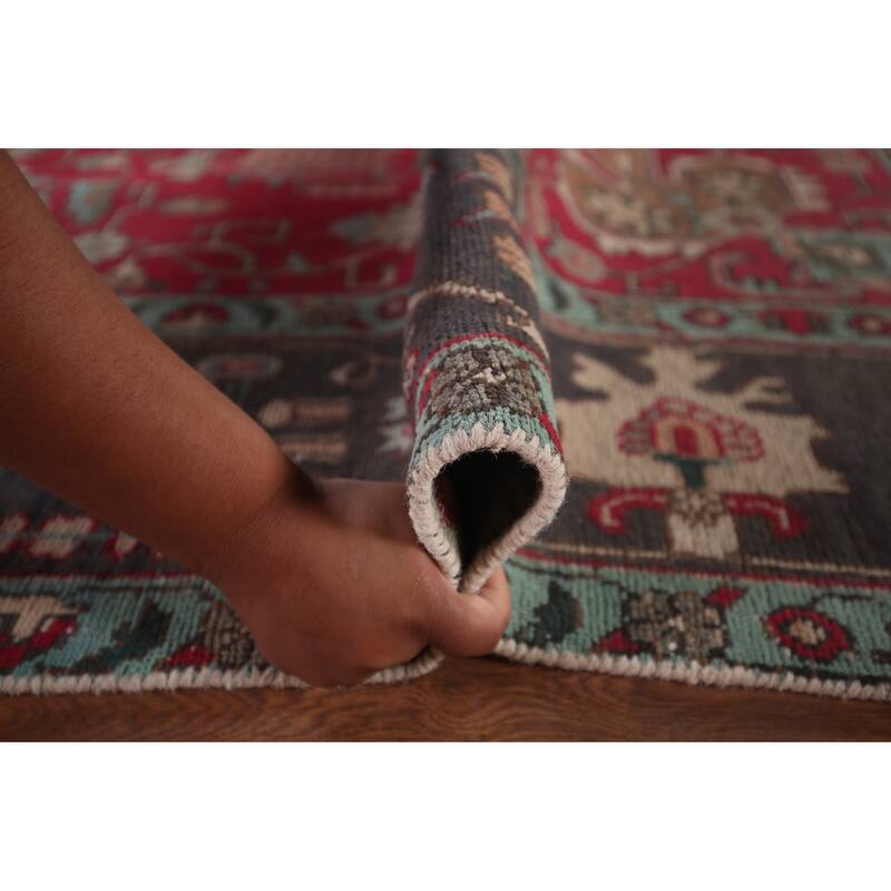 Fuchsia Pink Tabriz Persian Vintage Area Rug Handmade Wool Carpet - 9'6"x 12'8"