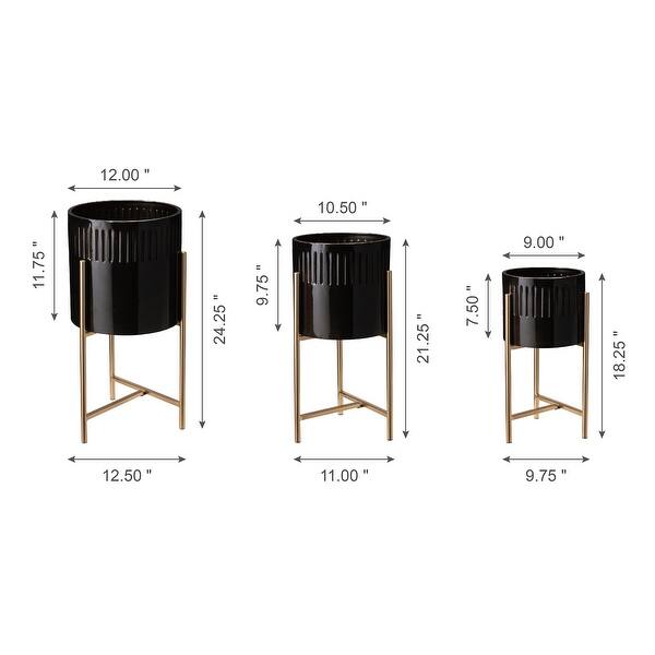 Glitzhome Modern Metal 3-piece Plant Stand Set