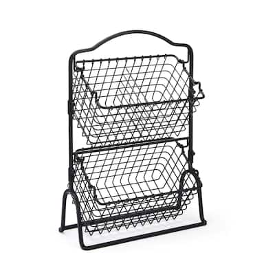 Gourmet Basics by Mikasa Grid Fruit Storage Basket 2 Tier