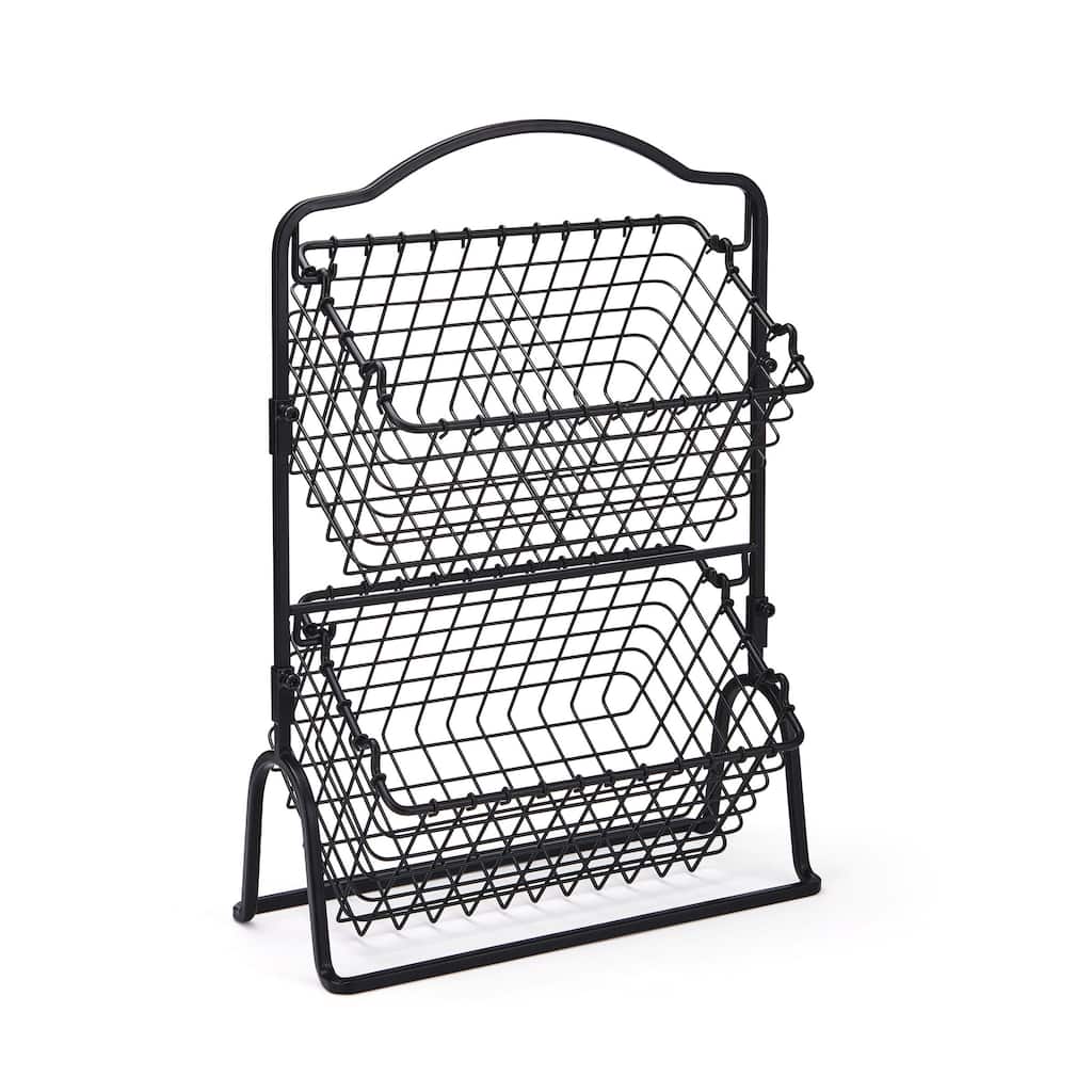 Gourmet Basics by Mikasa Grid Fruit Storage Basket 2 Tier