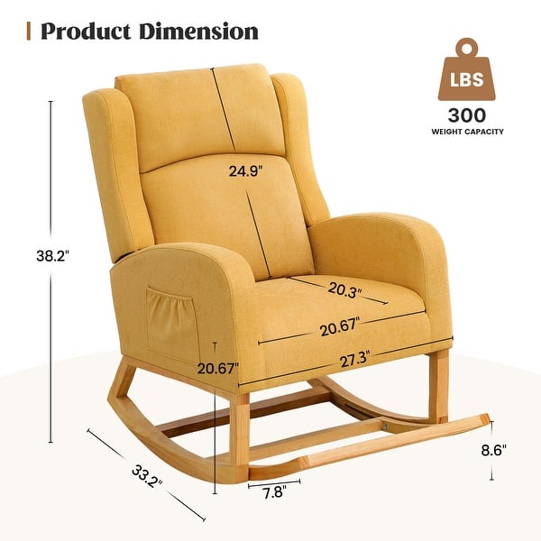 dimension image slide 0 of 5, HOMYKA 27.3" Wide Rocking Chair for Nursery Room