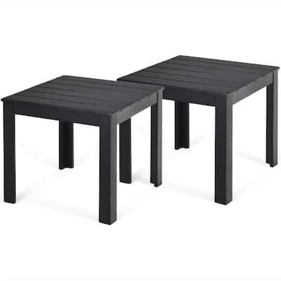 Gymax 2PCS Wooden Square Side End Table Patio Coffee Bistro Table - See Details
