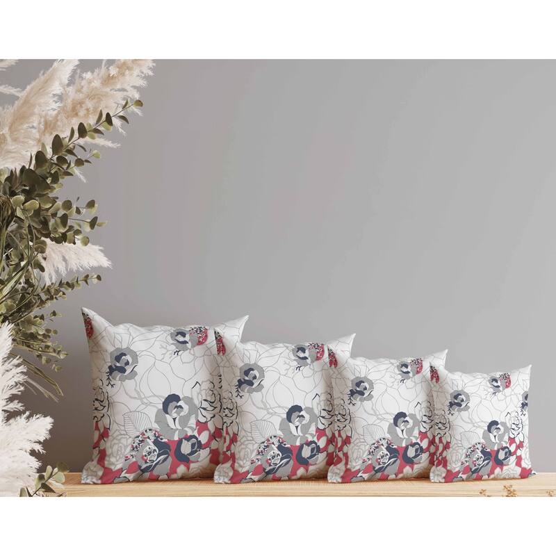 Regal Rose Retreat Indoor/Outdoor Reversible Throw Pillow Gray and Red