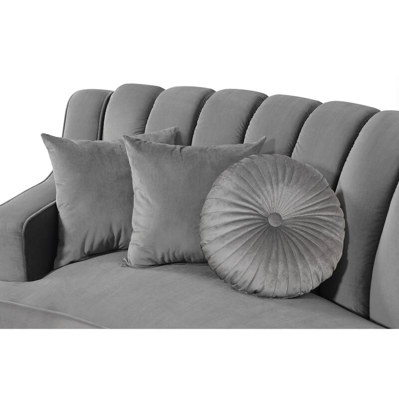 142"Velvet Fabric Curve Sectional Sofa - 142"