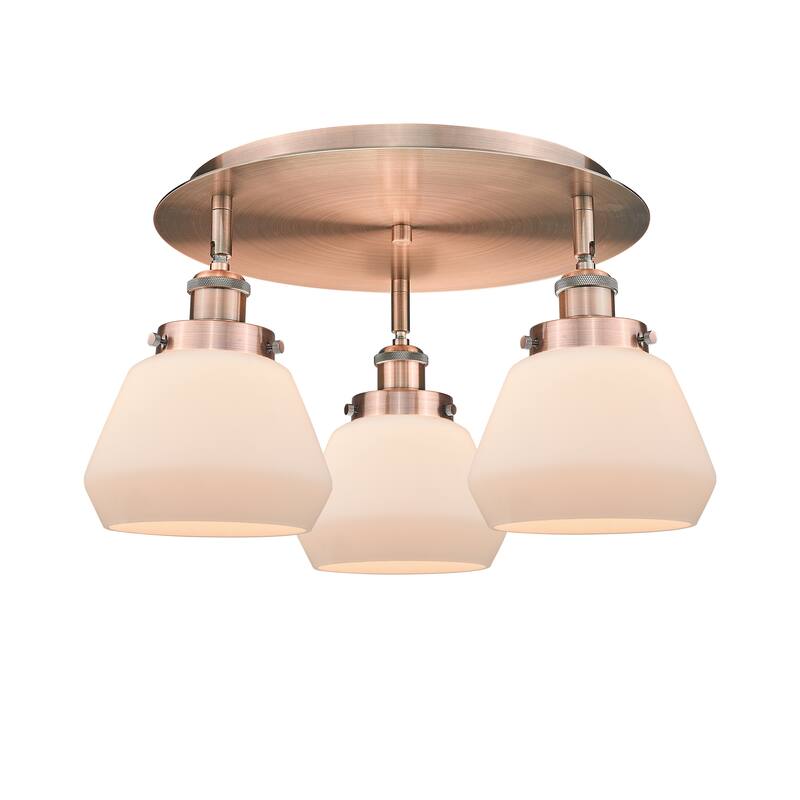 Innovations Lighting Fulton - 3 Light 18" Flush Mount - Antique Copper/Matte White