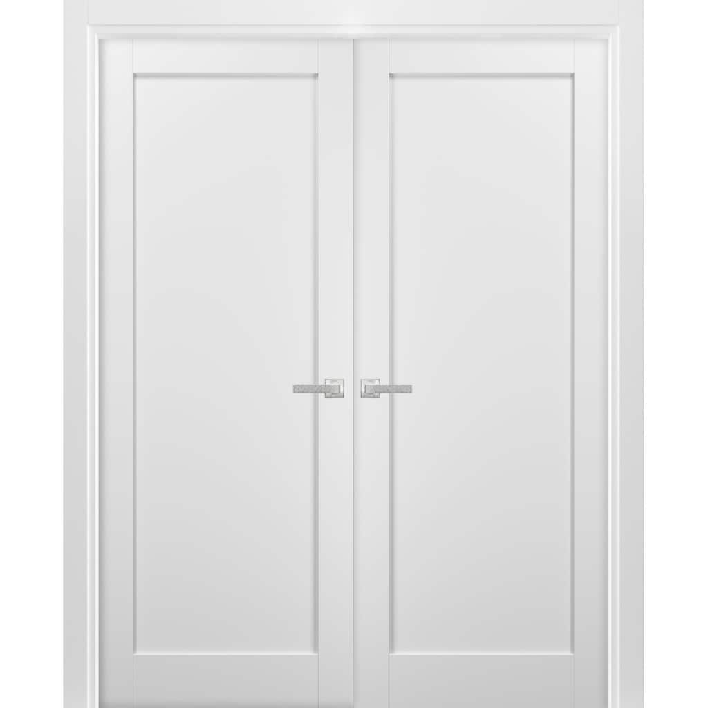 French Double Panel Doors Hardware / Quadro 4111 White Silk