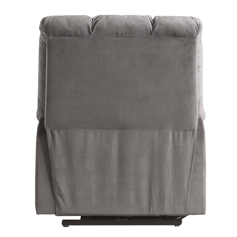 Contemporary Velvet and Metal Recliner with Power Lift, Gray