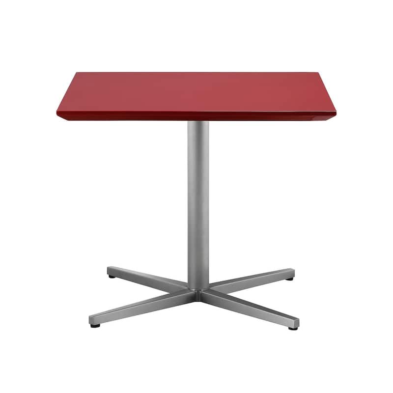 23.5 in. Red and Chrome Square Metal End Table, Sturdy Build End Side Table for Living Rooms