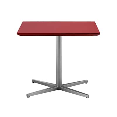 23.5 in. Red and Chrome Square Metal End Table, Sturdy Build End Side Table for Living Rooms