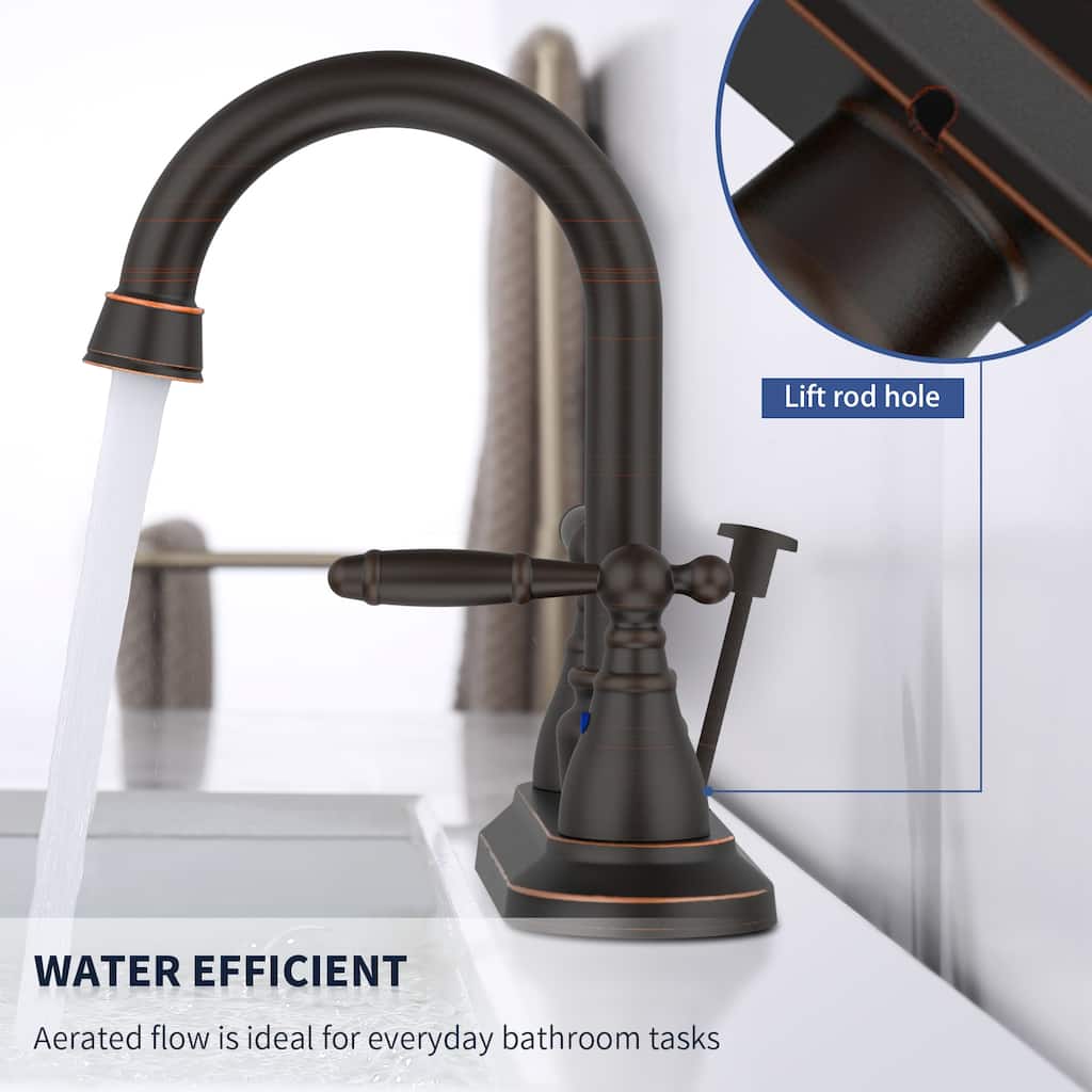 Modern 2 Handle 360 Degree Swivel Bathroom Vanity Sink Faucet with Anti Drip Cartridge and Aerator, Anti Rust, Anti Corrosion