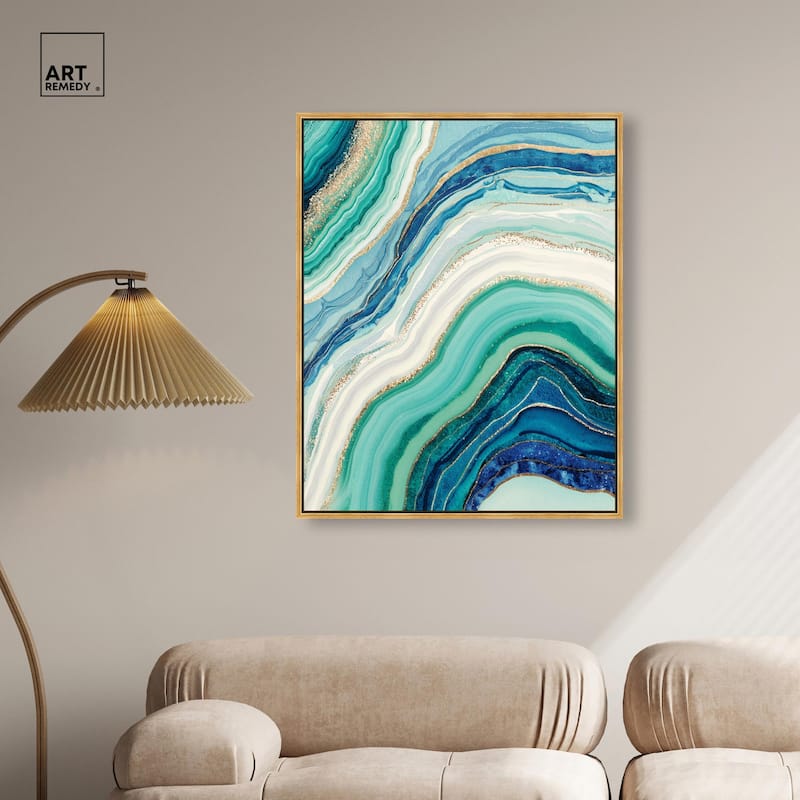 Blue Green Abstract Agate I Canvas by Art Remedy