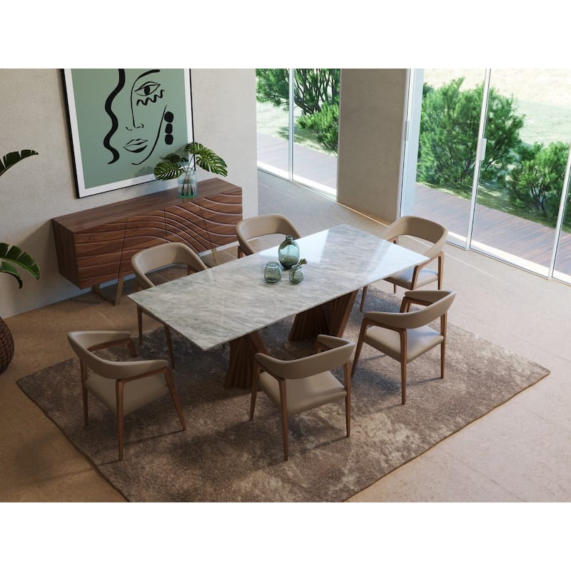 Modrest Clive Mid-Century Taupe & Walnut Dining Chair