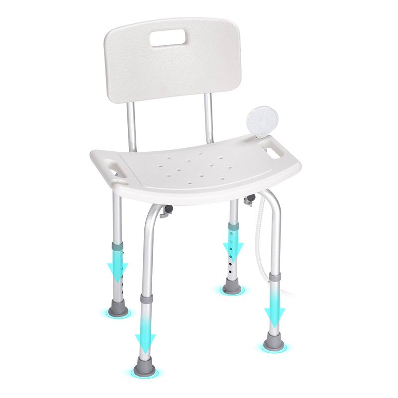 Shower Chair Shower Seat with Back for Elderly Disabled Handicap - 350 LBS 6 height - 350 LBS 6 height