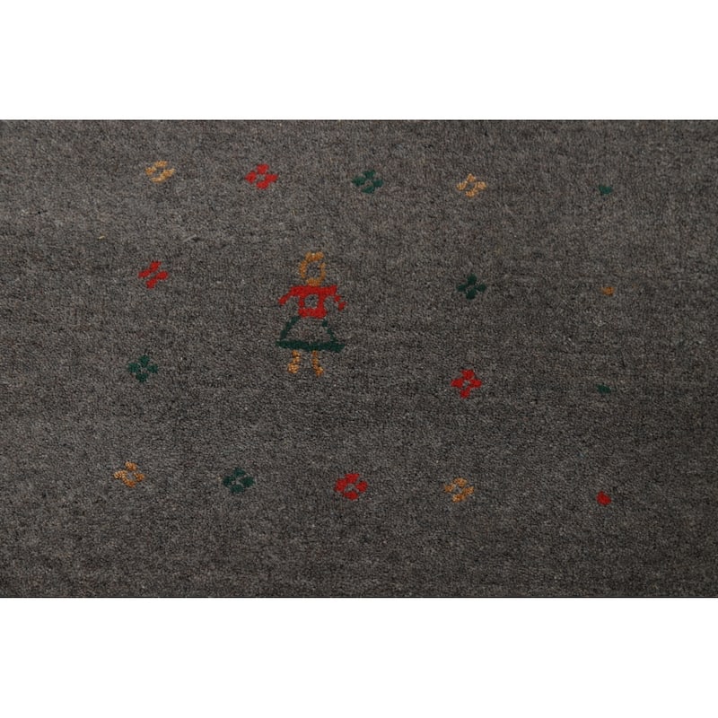 Hand Knotted Oriental 100% Wool Carpet Tribal Tribal Greys & Charcoal Gabbeh Area Rug - 8' 3'' X 5' 1''