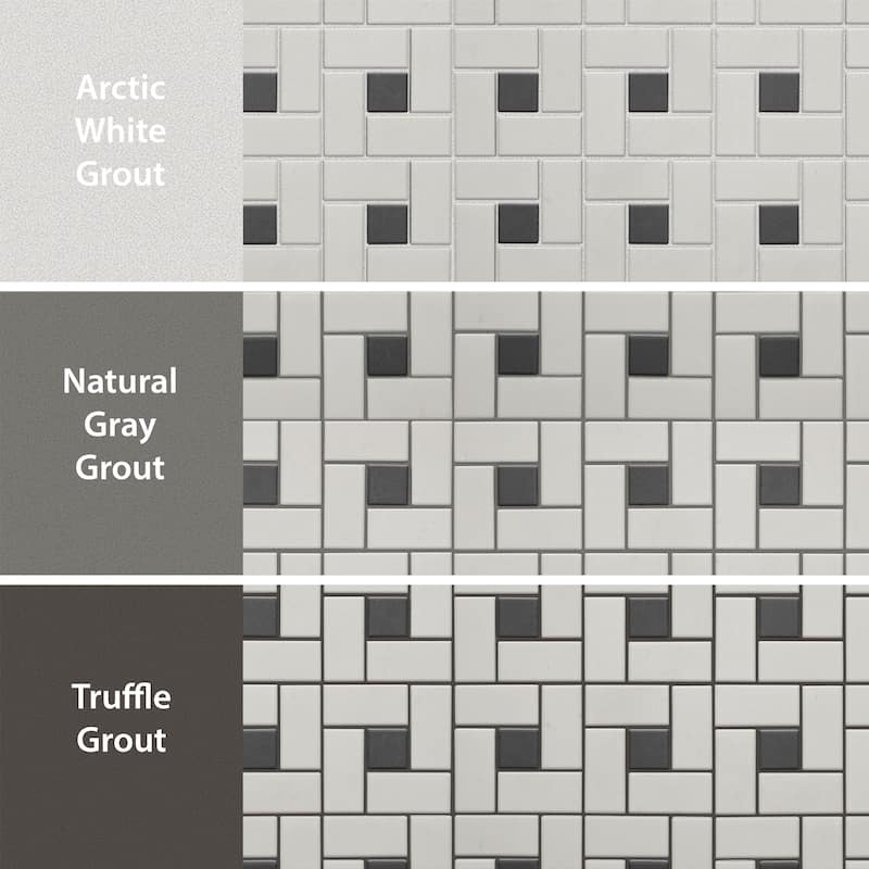 Merola Tile Gotham Spiral Unglazed White with Black Dot 11-3/4" x 11-3/4" Porcelain Floor and Wall Tile