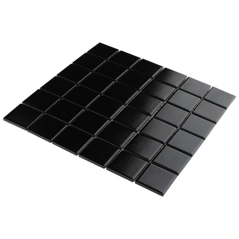 Merola Tile Metro Quad Matte Black 11-3/4" x 11-3/4" Porcelain Mosaic Floor and Wall Tile - Case (10 Tiles)