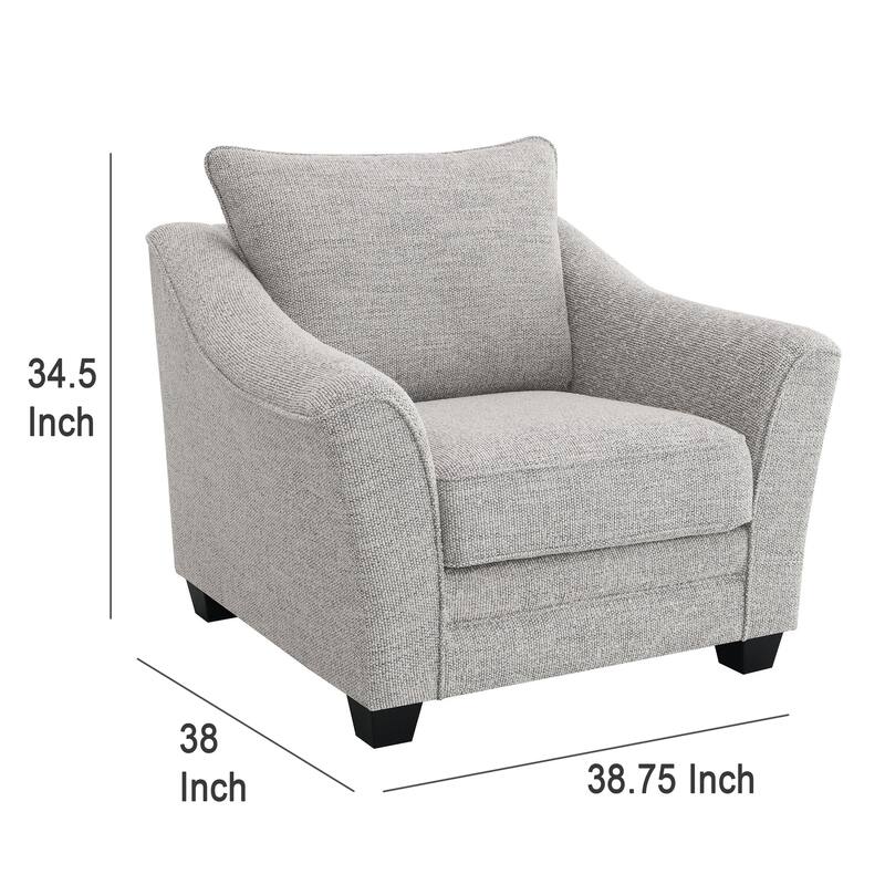 Kito Armchair, 39 Inch Modern Light Gray Fabric, Angled Track Armrests