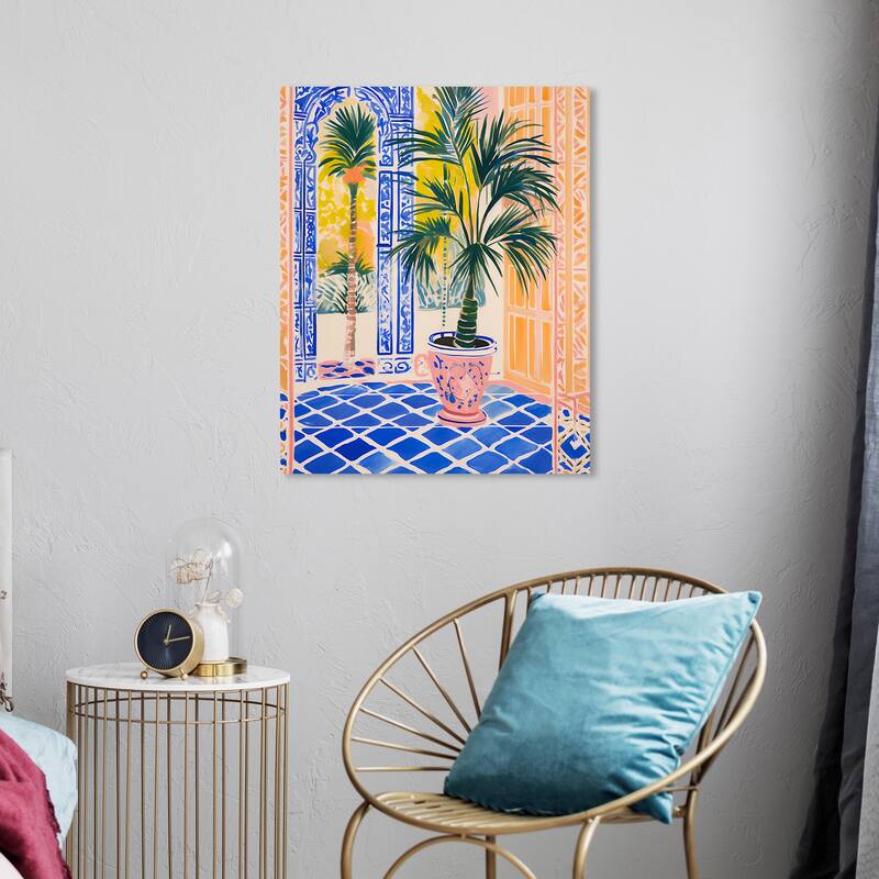 Wynwood Studio Canvas Architecture and Buildings Porticos II Blue and Sapphire Blue Modern & Contemporary Wall Art Canvas Print - 20 x 24