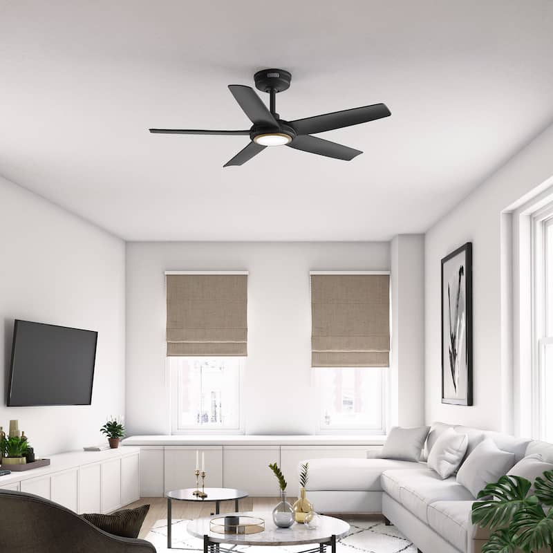 Hunter ZenTech Indoor / Outdoor 5-Blade Smart Ceiling Fan w/ LED Light and Handheld Remote.