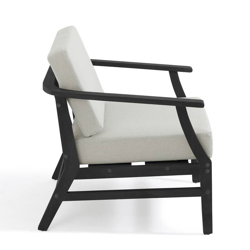 Outdoor Teak Wood Club Chairs with Cushions (Set of 2)