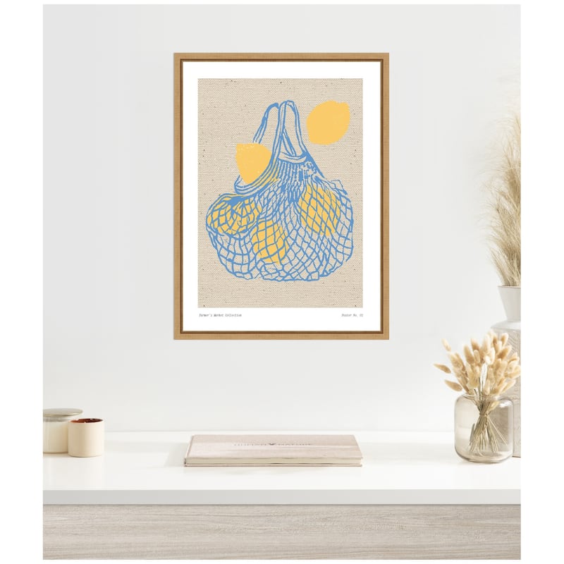 Kate and Laurel Fruit Farmers Market Print No 1 Lemons by The Creative Bunch Studio Framed Canvas Wall Art Print