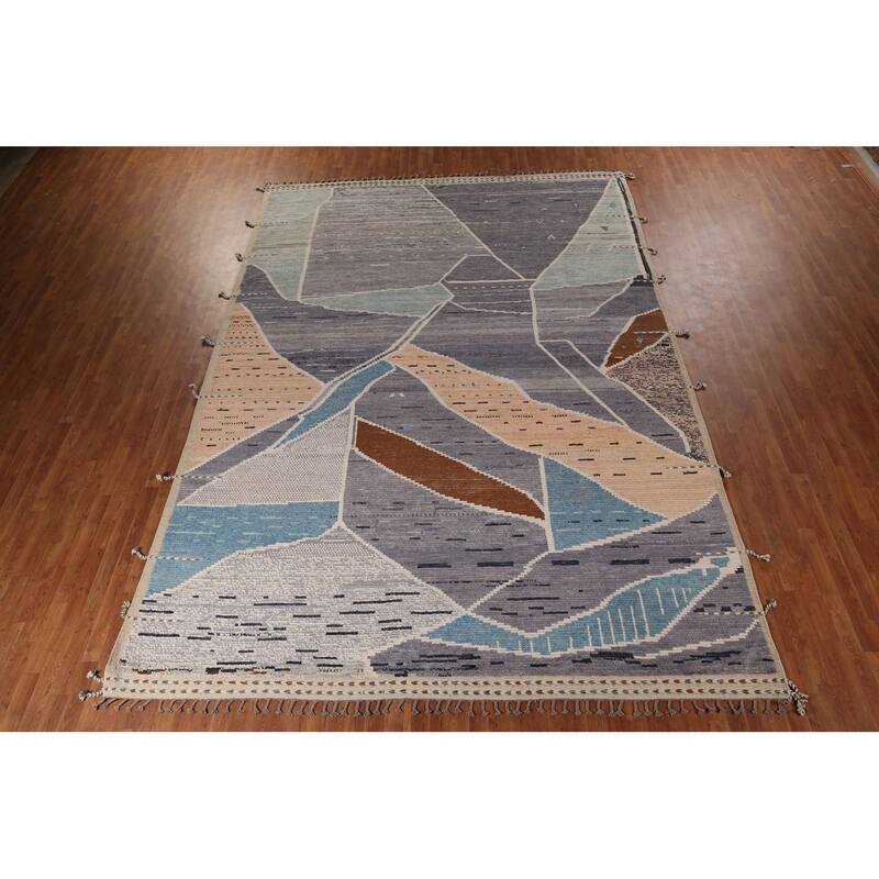 Abstract Moroccan Oriental Large Area Rug Handmade Wool Carpet - 9'10"x 14'7"