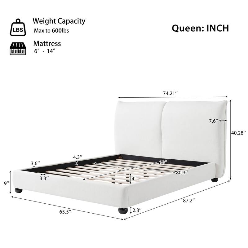 Christopher Knight Home - Naomi Modern Linen Upholstered Platform Bed with Pillow-Back Headboard