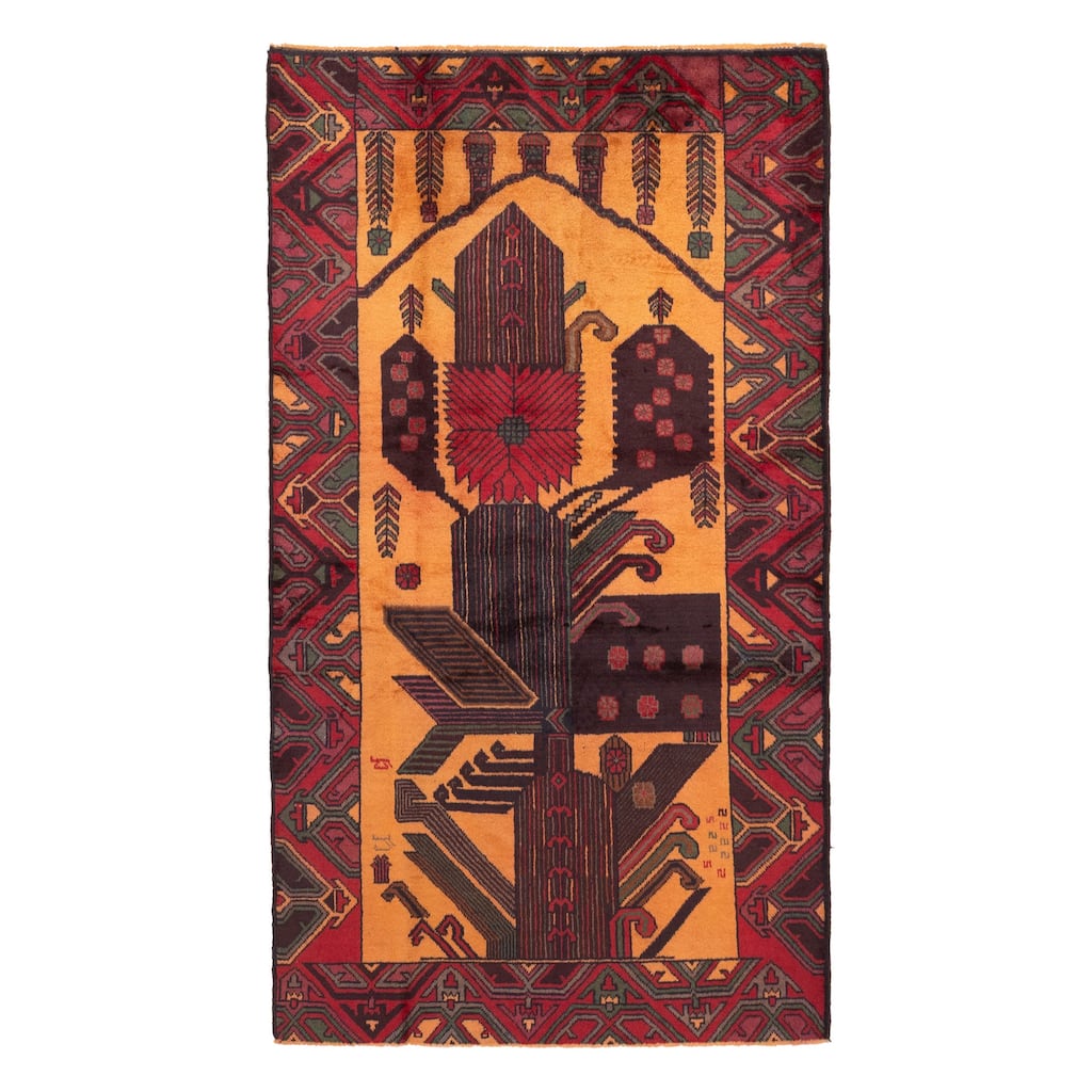 ECARPETGALLERY Hand-knotted Teimani Light Orange Wool Rug - 3'8 x 6'8