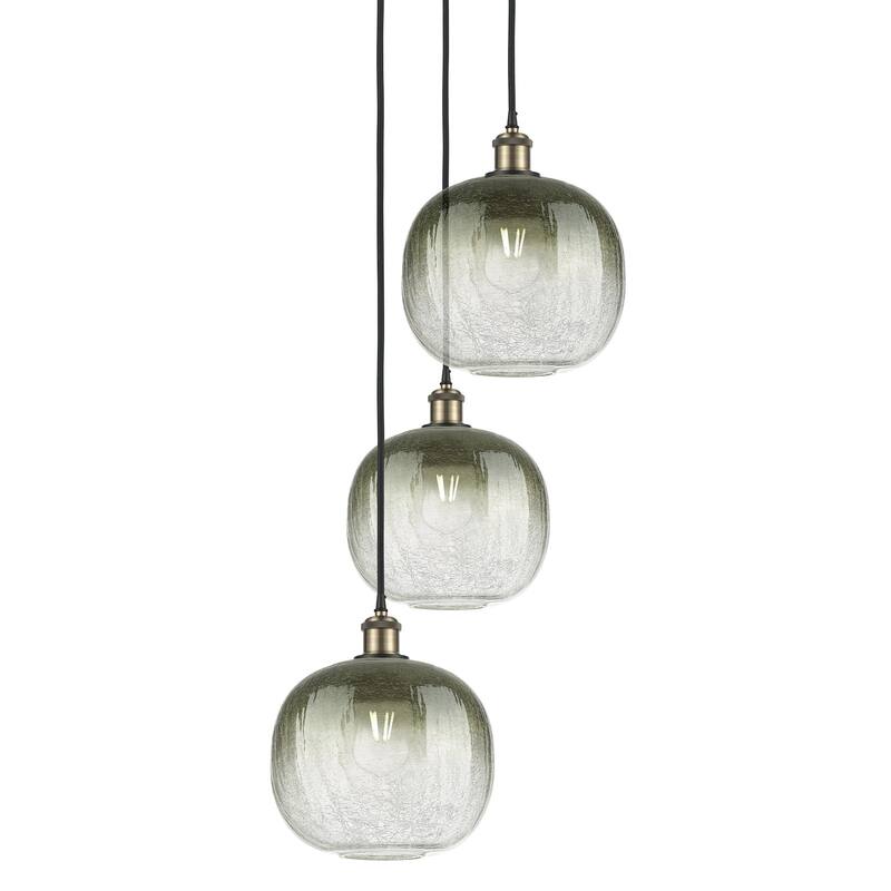 Innovations Lighting 113B-3P-37-17 Brookhaven Sphere Pendant - Black Antique Brass / Slate