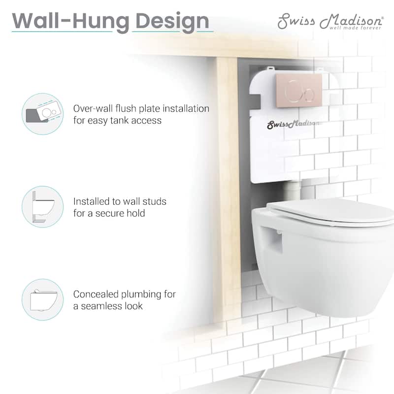 Ivy Wall Hung Elongated Toilet Bowl 0.8/1.28 GPF Dual Flush