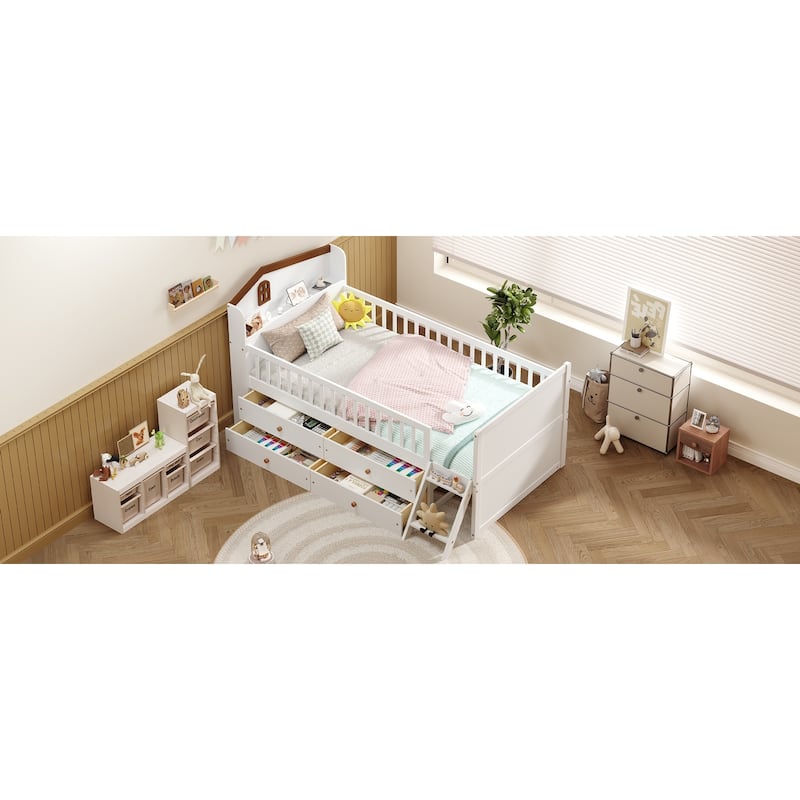 Twin Bed Frame with Storage 4 Drawers