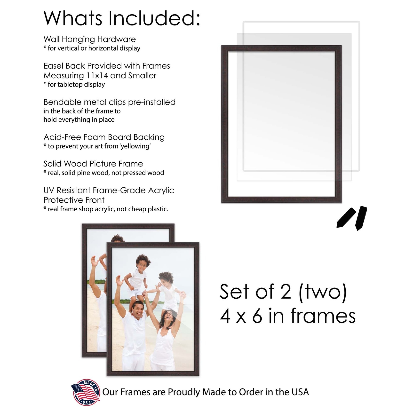 4x6 Rustic Brown Picture Frame Set Pack of 2 4x6 Wood Picture