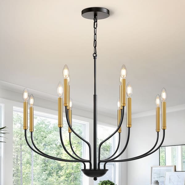 Modern Farmhouse Chandelier Black and Gold Ceiling Hanging Light ...