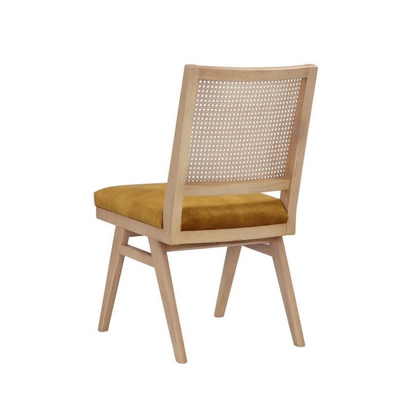 Brown/Gold Fabric Upholstered Wood Frame Dining Chair, Set of 2, Sturdy Dining Chair for Dining Rooms - 22.75