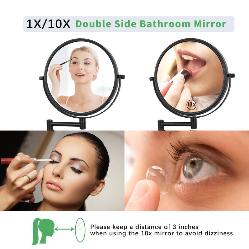 8 inch Double-Sided Framed Wall Mounted Magnifying Bathroom Mirror