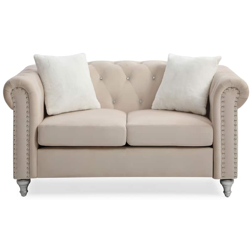 Raisa Microsuede Velvet Tufted Loveseat