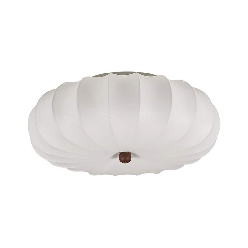 Vintage Pleated Lantern White Silk Single Flush Mount Ambient Light - 23.6 Inches