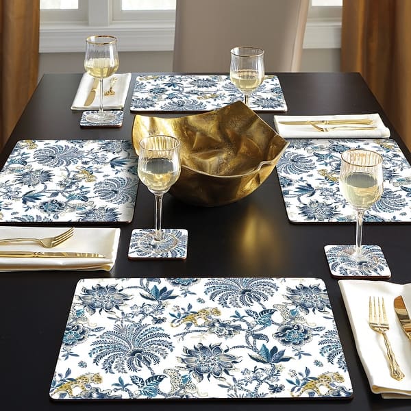 Cala Home Hardboard Placemats Braganza Blue Set of 4 15.5x11.25x