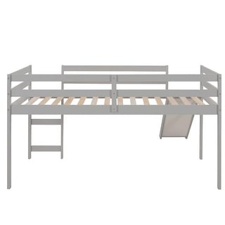 Multifunctional Design Twin Size Wood Loft Bed with Slide and Ladder