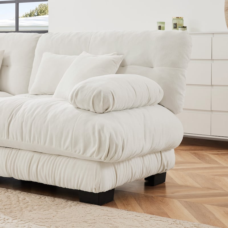 133.8" Chenille Modular 3-Seater U-Shaped Cloud Sectional Sofa with 2 Ottomans