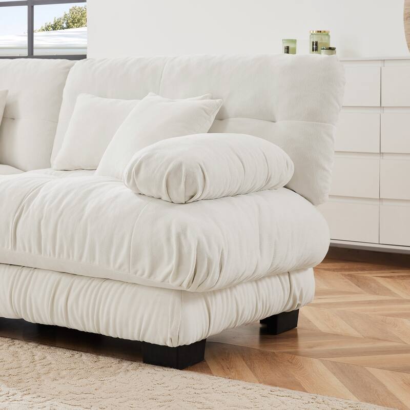 GDFStudio - Chenille 2-Seater Cloud Couch Sleeper Sofa with Round Bolster Armrests