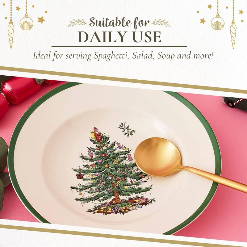 Spode Christmas Tree Set of 4 Pasta Bowls - 10 in