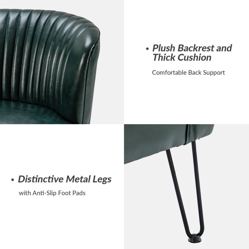 Donia Modern Faux Leather Armless Wingback Side Chair with Metal Legs Set of 2 by HULALA HOME