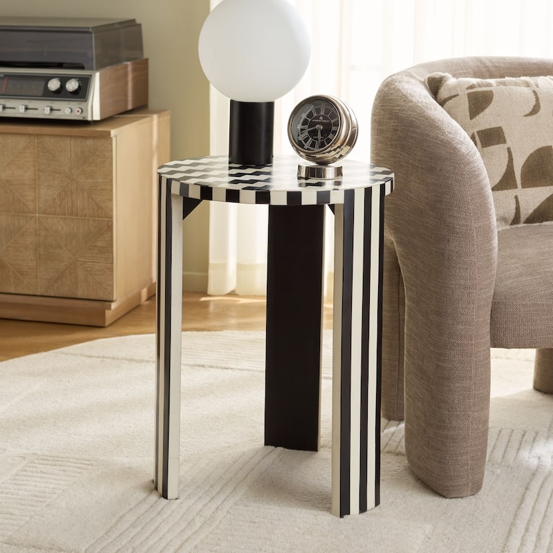 SAFAVIEH Home Rina Accent Table - 16"W x 16"D x 22"H - Black/White