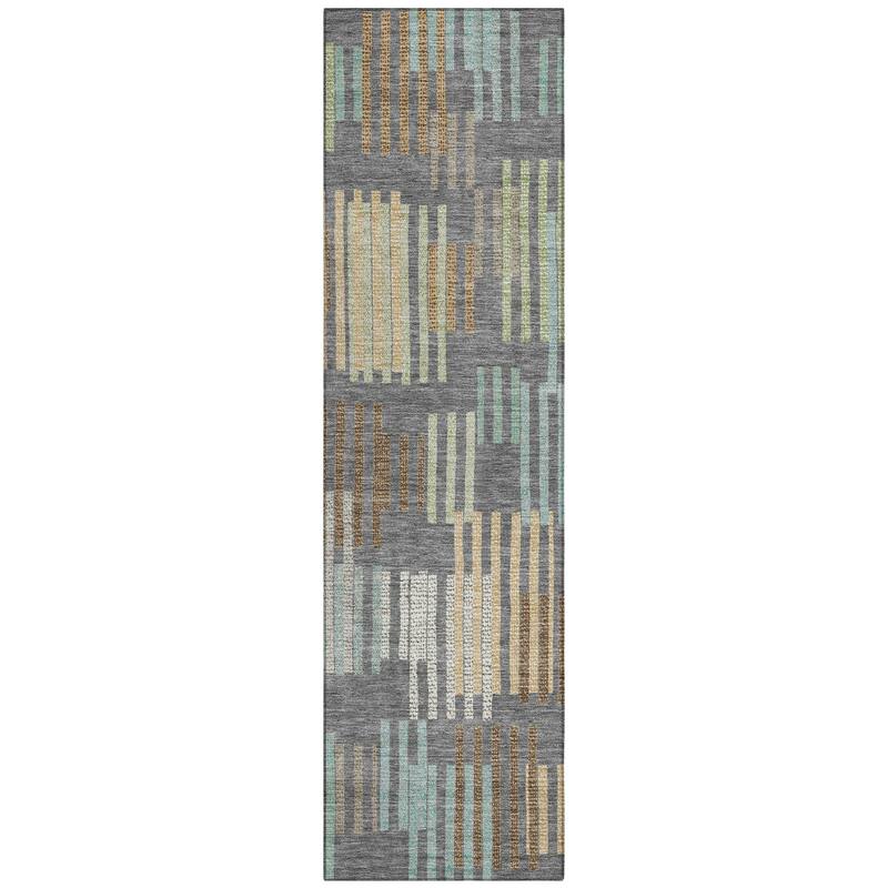 Machine Washable Indoor/ Outdoor Modern Pines Chantille Rug
