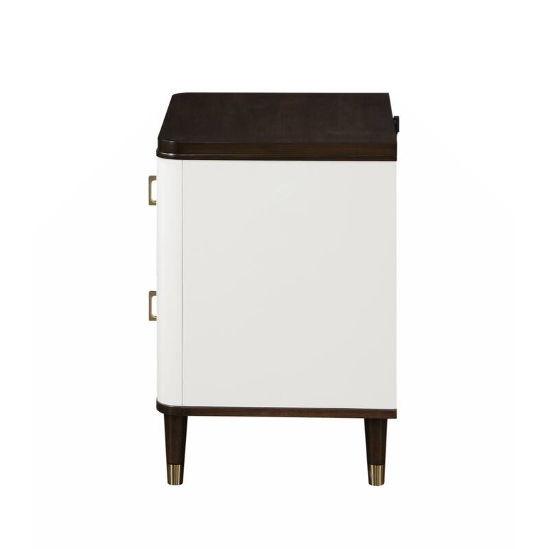 Carena Nightstand w/USB, White & Brown Finish