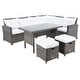 preview thumbnail 8 of 22, SAFAVIEH Outdoor Miki 5-piece Wicker Sectional Patio Dining Set